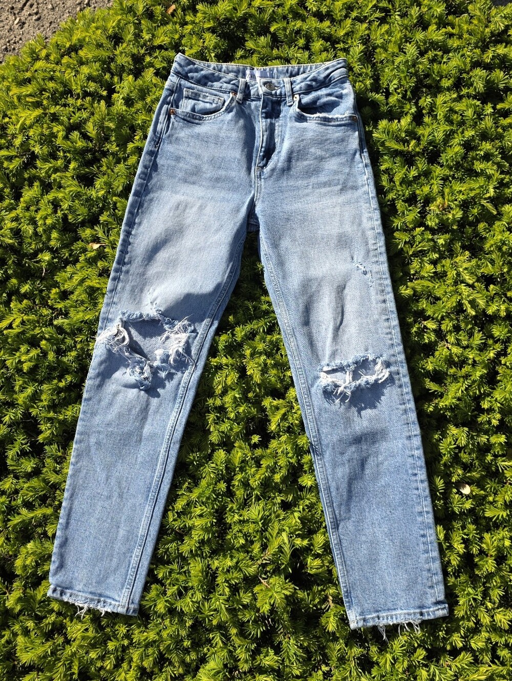 Zara Blue Skinny Ripped Jeans Size 2
